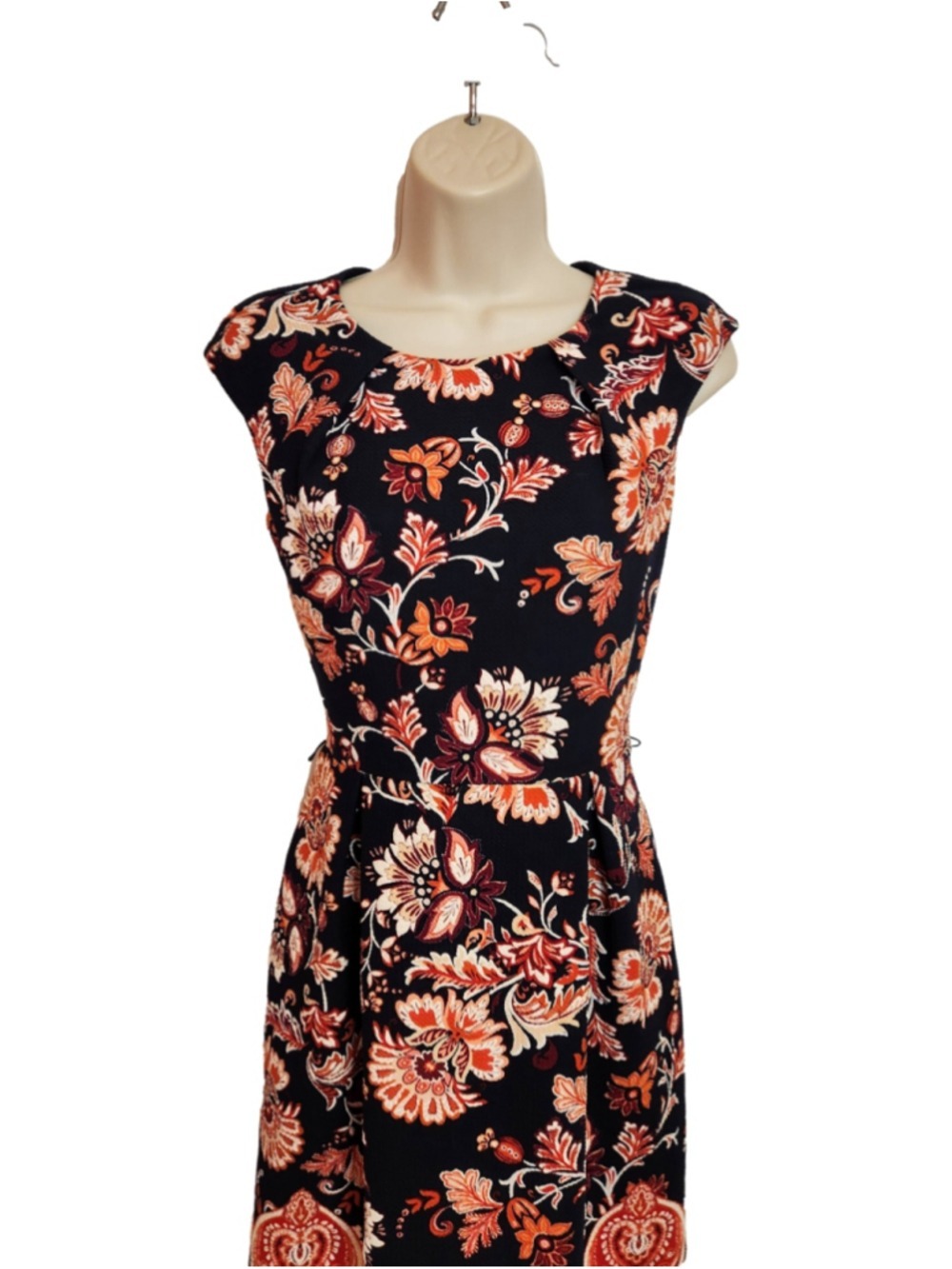 Enfocus Studio Black Red Floral Paisley A-Line Dress Large - Picture 2 of 10